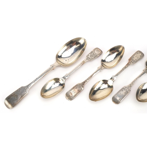 2748 - Edwardian and later silver spoons including a set of six, the largest 17cm in length, total 178.2g