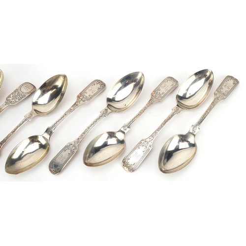 2748 - Edwardian and later silver spoons including a set of six, the largest 17cm in length, total 178.2g