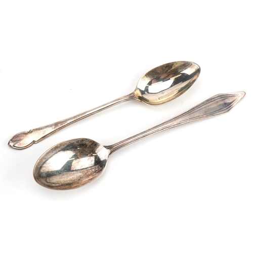 2762 - Two sets of six silver teaspoons housed in velvet and silk lined fitted cases including J Purser & S... 