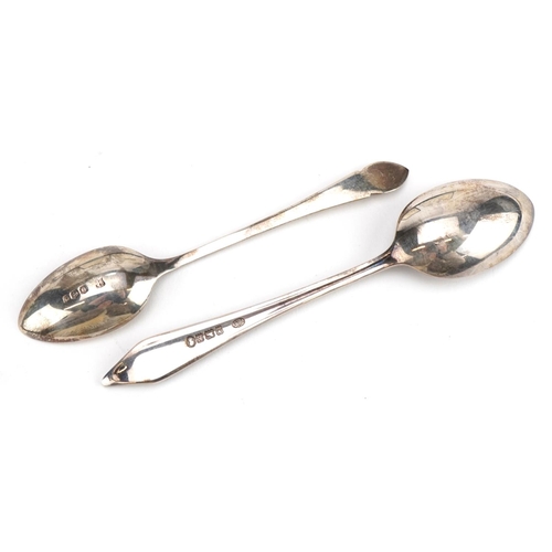 2762 - Two sets of six silver teaspoons housed in velvet and silk lined fitted cases including J Purser & S... 