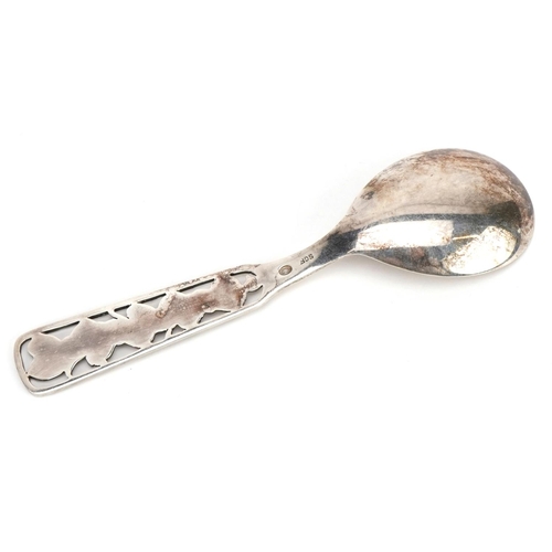 2730 - S Christian Fogh, Danish silver spoon with pierced handle, 13cm in length, 29.2g