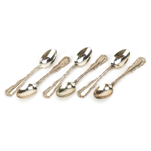 2732 - Set of six sterling silver teaspoons, each stamped Pat 91, 10cm in length, total 50.0g