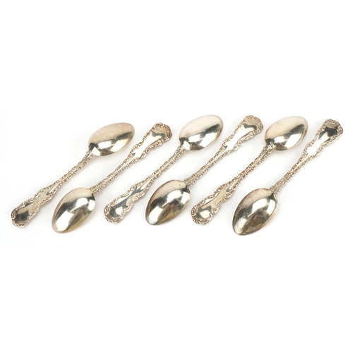 2732 - Set of six sterling silver teaspoons, each stamped Pat 91, 10cm in length, total 50.0g