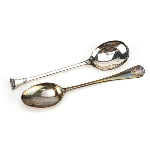 2724 - Two cased sets of six silver teaspoons, the largest each 10.5cm in length, total 109.2g