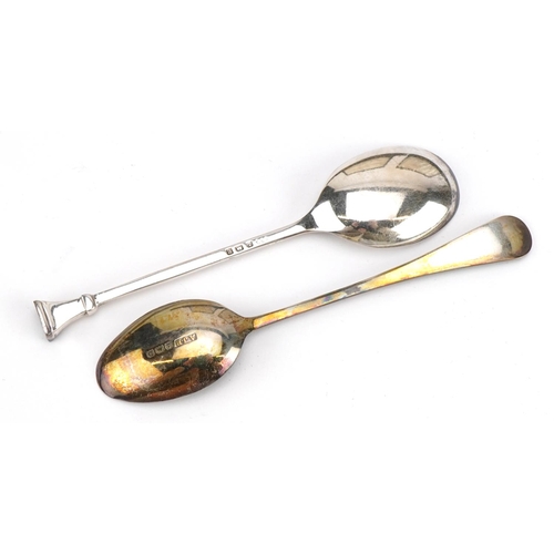 2724 - Two cased sets of six silver teaspoons, the largest each 10.5cm in length, total 109.2g