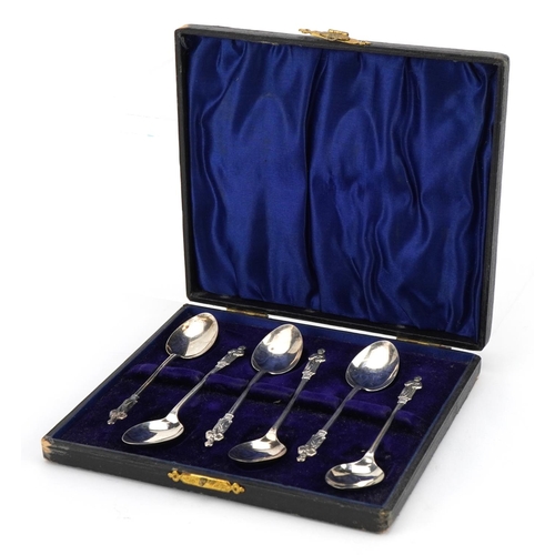 2759 - A J Bailey, set of six Edwardian silver apostle teaspoons, Birmingham 1904, each 10.5cm in length, t... 