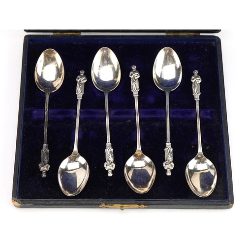 2759 - A J Bailey, set of six Edwardian silver apostle teaspoons, Birmingham 1904, each 10.5cm in length, t... 