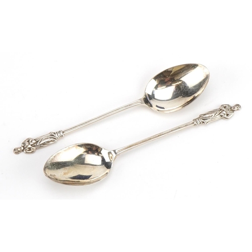 2759 - A J Bailey, set of six Edwardian silver apostle teaspoons, Birmingham 1904, each 10.5cm in length, t... 