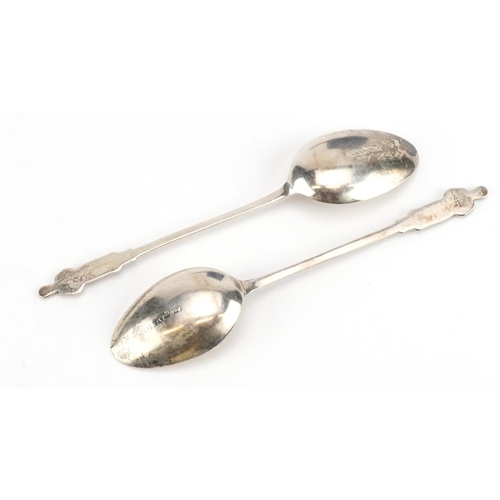 2759 - A J Bailey, set of six Edwardian silver apostle teaspoons, Birmingham 1904, each 10.5cm in length, t... 