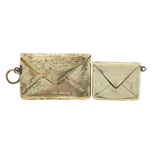 2751 - Two Edwardian and later silver stamp cases in the form of envelopes including one Birmingham 1901, t... 