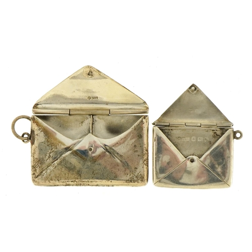 2751 - Two Edwardian and later silver stamp cases in the form of envelopes including one Birmingham 1901, t... 