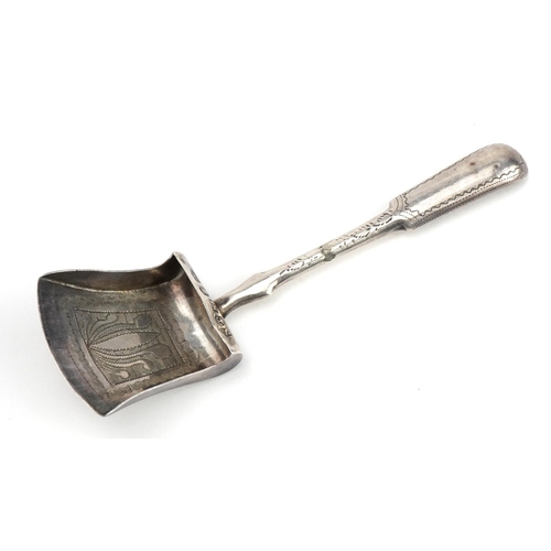 2695 - Joseph Willmore, George III caddy spoon in the form of a coal shovel, Birmingham 1816, 9.5cm in leng... 