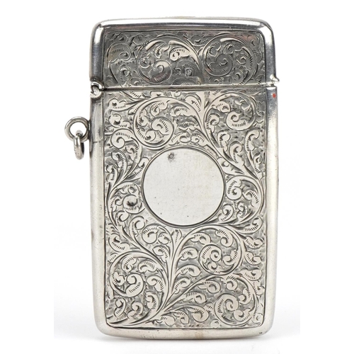 2771 - Edwardian silver card case with engraved decoration, indistinct maker's mark, Birmingham 1904, 8.5cm... 