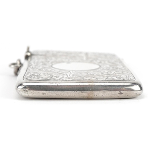 2771 - Edwardian silver card case with engraved decoration, indistinct maker's mark, Birmingham 1904, 8.5cm... 