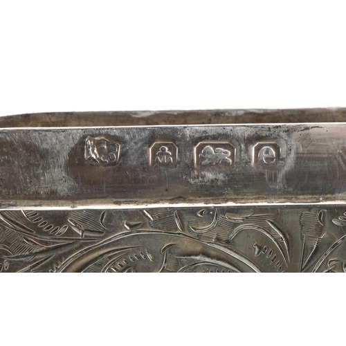 2771 - Edwardian silver card case with engraved decoration, indistinct maker's mark, Birmingham 1904, 8.5cm... 