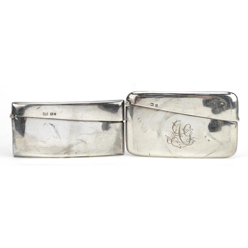 2772 - Two Edwardian and later silver card cases, one Birmingham 1906, the largest 8.5cm wide, total 73.4g