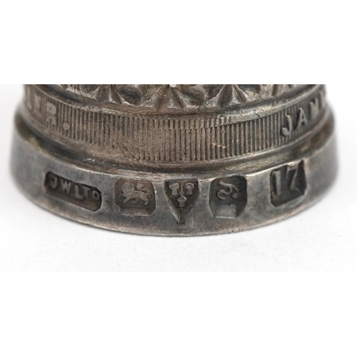 2782 - Antique and later silver objects comprising two napkin rings with engraved floral decoration, three ... 