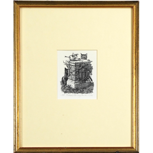 1442 - Richard Shirley Smith 1983 - Bookplate for Benoit Junod, artist's proof pencil signed wood engraving... 