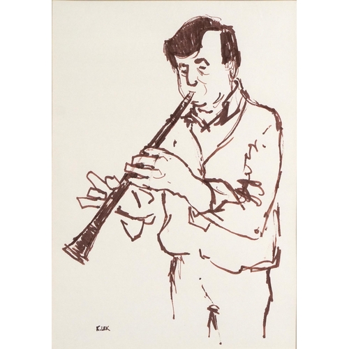 1481 - Karel Lek - Jazz Musicians playing instruments including Dave Mott and Terry Thomas, five Welsh inks... 