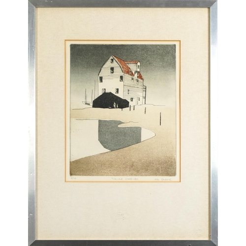 1588 - Ioala Spafford- Tidemill woodbridge, coloured etching number 14/100, contemporary mounted and framed