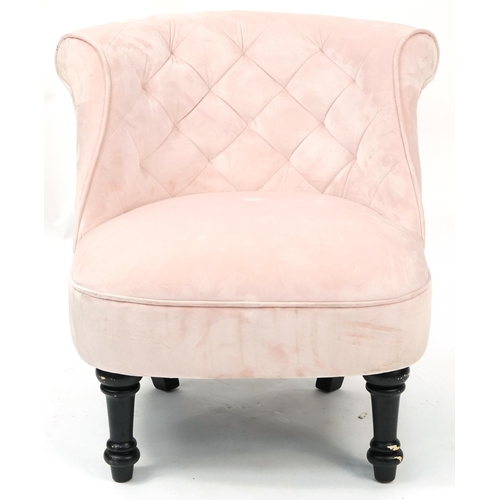 1013 - Bedroom chair with pink suede upholstery, 68cm high