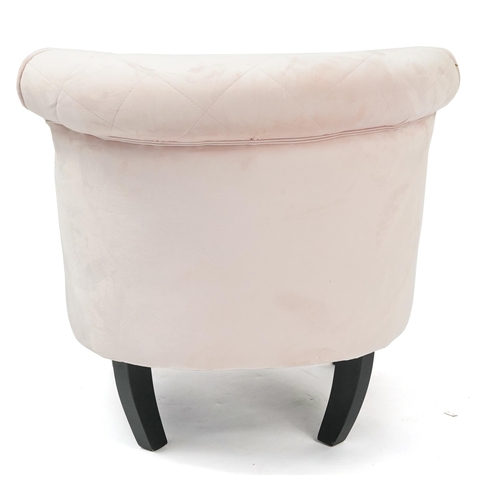 1013 - Bedroom chair with pink suede upholstery, 68cm high