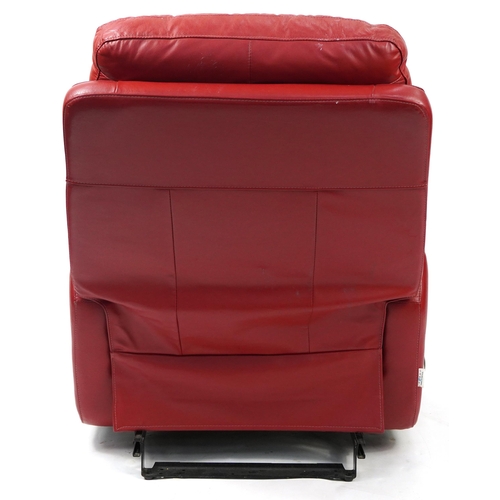 1018 - La-Z-Boy, contemporary red leather reclining armchair, 100cm high