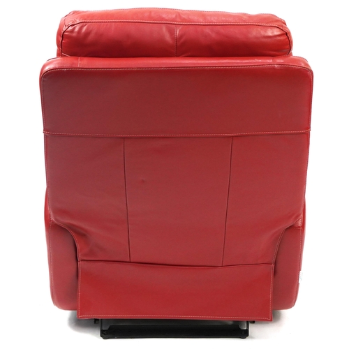 1019 - La-Z-Boy, contemporary red leather reclining armchair, 100cm high