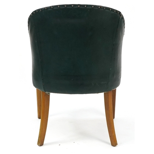 1040 - Vintage green leather tub chair