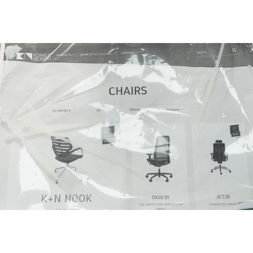 1044 - Konig & Neurath, set of three chrome and black leather Agenda II conference chairs, 99cm high