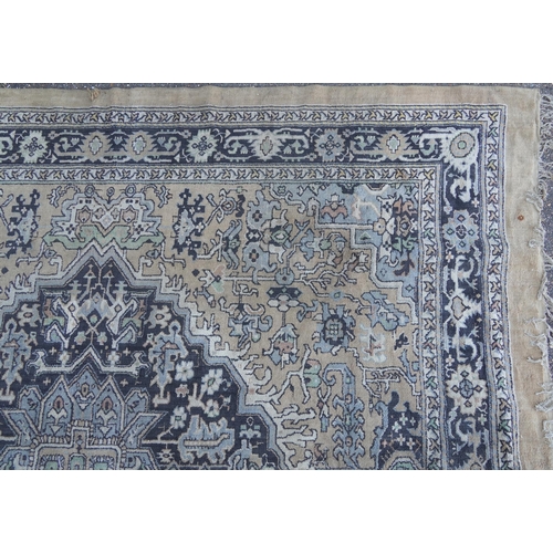 1085 - Rectangular Persian carpet having an allover floral design onto a brown ground, 310cm x 265cm