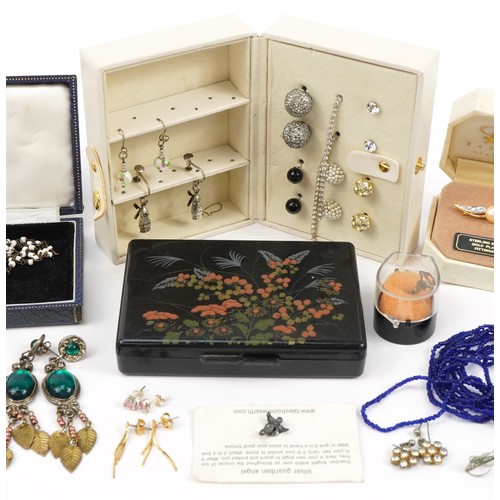 2649 - Vintage and later costume jewellery including silver earrings, enamelled brooches and necklaces