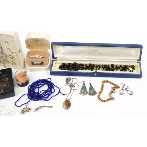 2649 - Vintage and later costume jewellery including silver earrings, enamelled brooches and necklaces