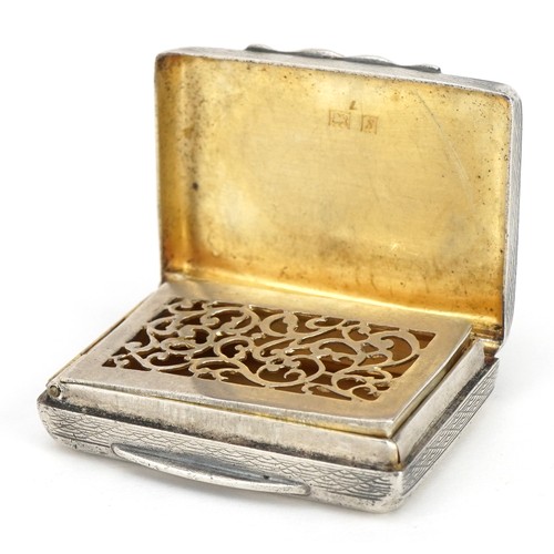 2745 - S J Rose & Son, Elizabeth II silver vinaigrette with gilt interior and pierced grille, Birmingham 19... 