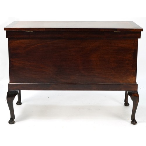 1004 - Mahogany side cabinet with lift up top and sectional interior, raised on cabriole legs, 69.5cm H x 9... 