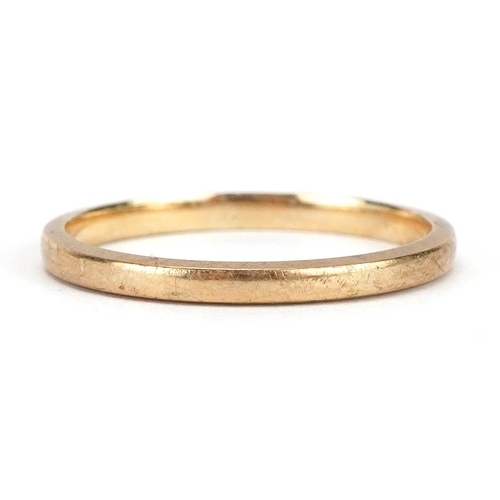 2240 - Gold wedding band, indistinct hallmarks, size M/N, 1.3g