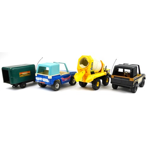 480 - Four large vintage and later Tonka and Marx vehicles, the largest 45cm in length