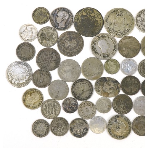 552 - Antique and later world coinage, some silver including German one mark and half mark, 139g