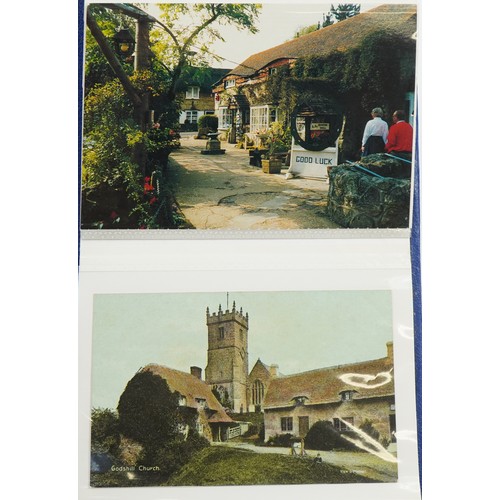 577A - Forty Kent and Isle of Wight postcards and forty greetings cards housed in two folders