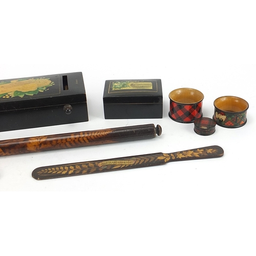 1137 - Victorian treen including tartan ware and fern ware, the largest 32.5cm in length