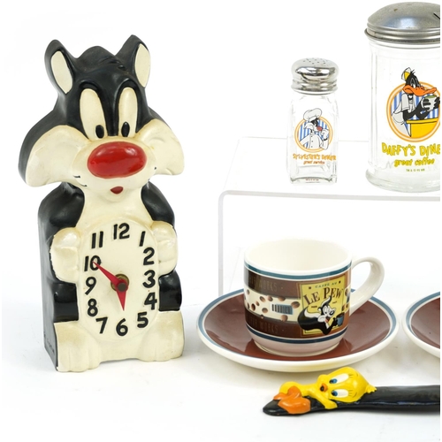 1149 - Vintage and later Looney Tune objects including Le Pew cups and saucers, sugar sifter and Sylvester ... 