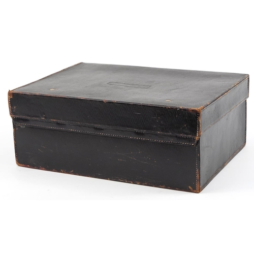 259 - Victorian brown leather travelling vanity case with brass fittings retailed by Harrod's, 44.5cm wide