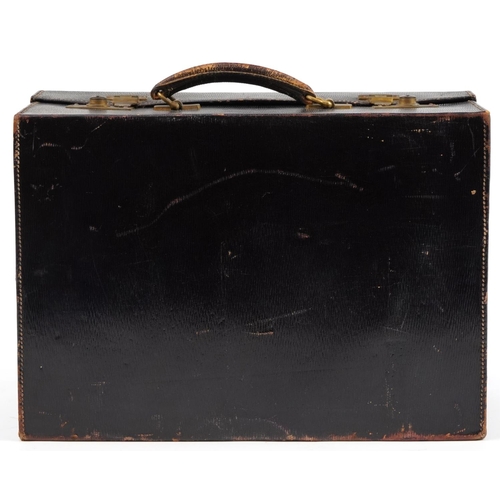 259 - Victorian brown leather travelling vanity case with brass fittings retailed by Harrod's, 44.5cm wide