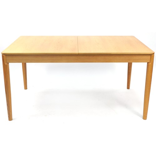 1038 - Ercol light elm rectangular extending dining table with four stick back chairs, the table 80cm H x 8... 