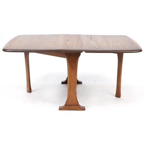 1012A - Ercol elm drop leaf coffee table, 45.5cm H x 68.5cm D x 17cm W extending to 104cm W