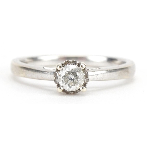2040 - 9ct white gold diamond solitaire ring, the diamond approximately 3.9mm in diameter, approximately 0.... 