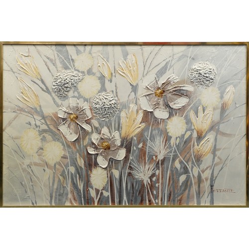 Frank Ferrante Still life flowers impasto oil on canvas framed