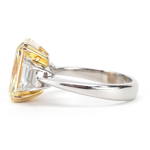 2008 - **WITHDRAWN** 18ct white gold and platinum Yellow diamond three stone ring, set with a natural fancy... 