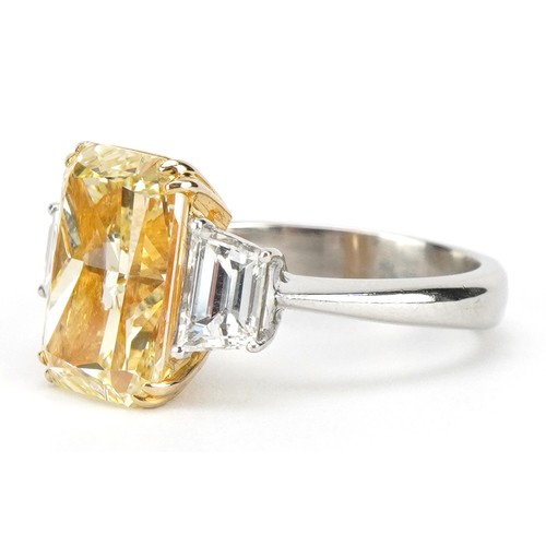 2008 - **WITHDRAWN** 18ct white gold and platinum Yellow diamond three stone ring, set with a natural fancy... 