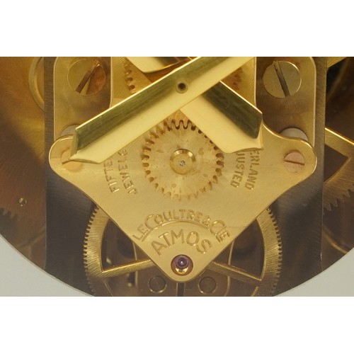 107 - Jaeger LeCoultre brass cased Atmos clock, the circular chapter ring having Arabic numerals, serial n... 